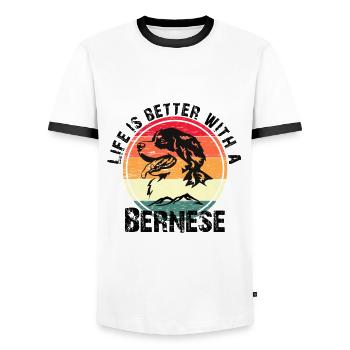 Das Leben ist besser mit einem bernese - Männer Kontrast-T-Shirt - Weiß/Schwarz - Vorne - AI Model Female 172 light (172cm) & AI Model Male 178 dark (178cm)