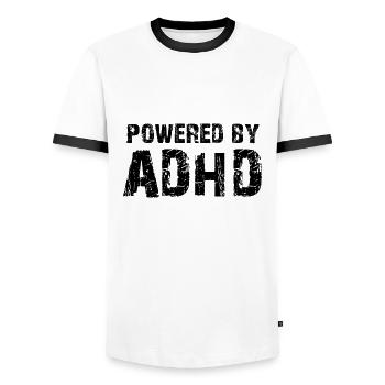 TDAH - T-shirt contrasté Homme - blanc/noir - Devant - AI Model Female 172 light (172cm) & AI Model Male 178 dark (178cm)