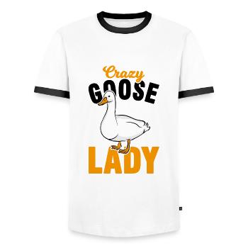 Gans Gänse Frau - Männer Kontrast-T-Shirt - Weiß/Schwarz - Vorne - AI Model Female 172 light (172cm) & AI Model Male 178 dark (178cm)