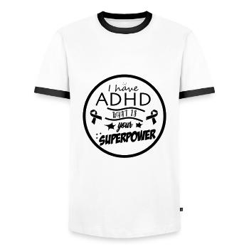 Adhs - Männer Kontrast-T-Shirt - Weiß/Schwarz - Vorne - AI Model Female 172 light (172cm) & AI Model Male 178 dark (178cm)