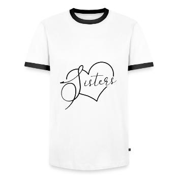 Sisters - Men's Ringer Shirt - white/black - Front - AI Model Female 172 light (172cm) & AI Model Male 178 dark (178cm)