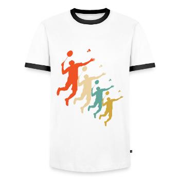 badmintion retro design - Männer Kontrast-T-Shirt - Weiß/Schwarz - Vorne - AI Model Female 172 light (172cm) & AI Model Male 178 dark (178cm)