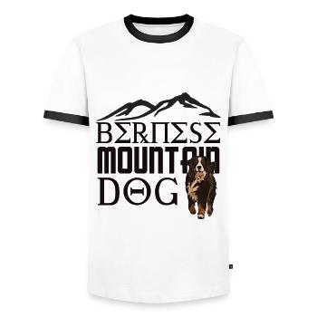 Crabot bernois de montagne - T-shirt contrasté Homme - blanc/noir - Devant - AI Model Female 172 light (172cm) & AI Model Male 178 dark (178cm)