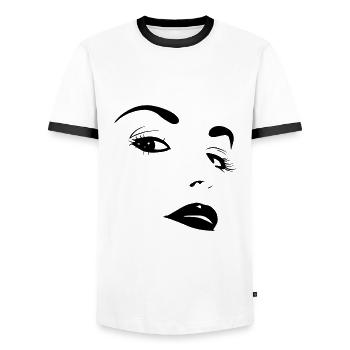 Visage de femme - T-shirt contrasté Homme - blanc/noir - Devant - AI Model Female 172 light (172cm) & AI Model Male 178 dark (178cm)