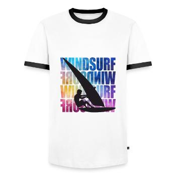 Windsurfing Lover, I love Wind Surf, Windsurfing man - Men's Ringer Shirt - white/black - Front - AI Model Female 172 light (172cm) & AI Model Male 178 dark (178cm)