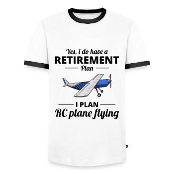 RC Model Planes Airplane Aircraft Pilot Funny Gift - Men's Ringer Shirt - white/black - Front - AI Model Female 172 light (172cm) & AI Model Male 178 dark (178cm)