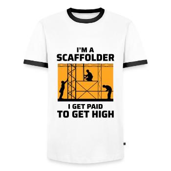 Plate-forme d’échafaudage constructeur d’échafaudage d’échafaudage d’échafaudage - T-shirt contrasté Homme - blanc/noir - Devant - AI Model Female 172 light (172cm) & AI Model Male 178 dark (178cm)