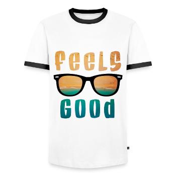 Feels good - Männer Kontrast-T-Shirt - Weiß/Schwarz - Vorne - AI Model Female 172 light (172cm) & AI Model Male 178 dark (178cm)