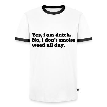 Néerlandais - T-shirt contrasté Homme - blanc/noir - Devant - AI Model Female 172 light (172cm) & AI Model Male 178 dark (178cm)