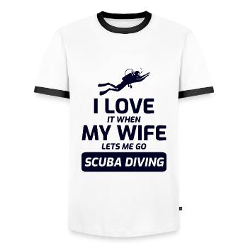 Tauchen Taucher Tauchen Schwimmen Mann Geschenk - Männer Kontrast-T-Shirt - Weiß/Schwarz - Vorne - AI Model Female 172 light (172cm) & AI Model Male 178 dark (178cm)