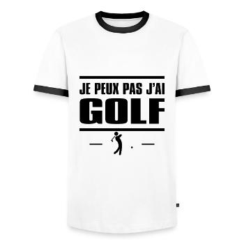 JE PEUX PAS J'AI GOLF - T-shirt contrasté Homme - blanc/noir - Devant - AI Model Female 172 light (172cm) & AI Model Male 178 dark (178cm)