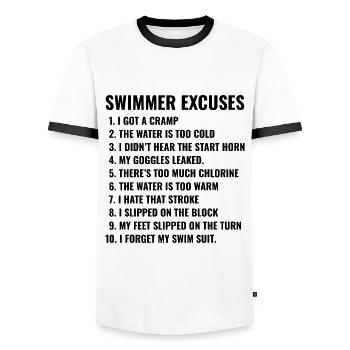Équipe de natation Nageur Nageur Athlète drôle - T-shirt contrasté Homme - blanc/noir - Devant - AI Model Female 172 light (172cm) & AI Model Male 178 dark (178cm)