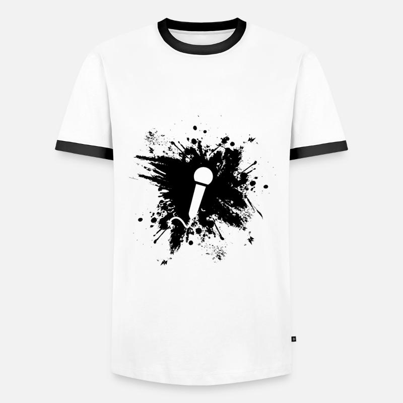 microphone - Men's Ringer Shirt - white/black
