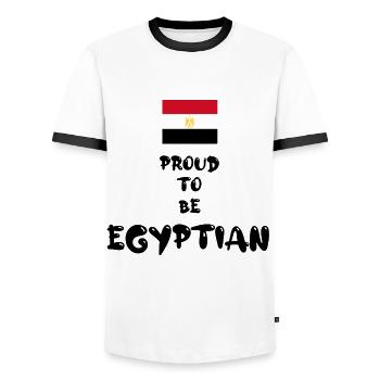 'Proud To Be Egyptian' - Men's Ringer Shirt - white/black - Front - AI Model Female 172 light (172cm) & AI Model Male 178 dark (178cm)