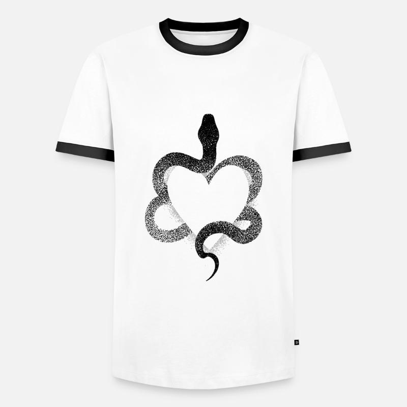 Snake dotwork heart - Men's Ringer Shirt - white/black