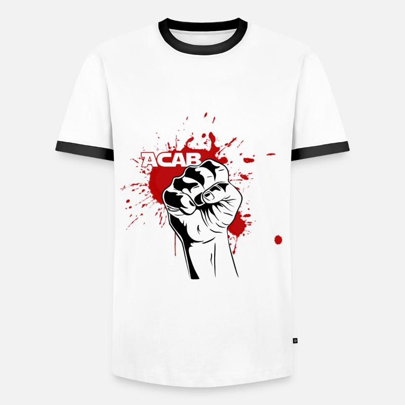 Faust mit Blut - Anti-Cops - Männer Kontrast-T-Shirt - Weiß/Schwarz