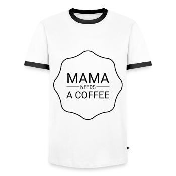 Mama Needs A Coffee Mom Life Mommy - Men's Ringer Shirt - white/black - Front - AI Model Female 172 light (172cm) & AI Model Male 178 dark (178cm)
