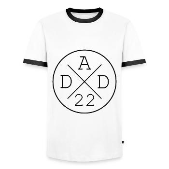 dad papa vater 22 2022 Geschenkidee - Männer Kontrast-T-Shirt - Weiß/Schwarz - Vorne - AI Model Female 172 light (172cm) & AI Model Male 178 dark (178cm)