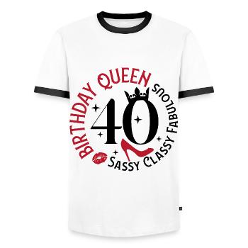 40 Anniversaire Reine Sassy Classy Fabuleux - T-shirt contrasté Homme - blanc/noir - Devant - AI Model Female 172 light (172cm) & AI Model Male 178 dark (178cm)
