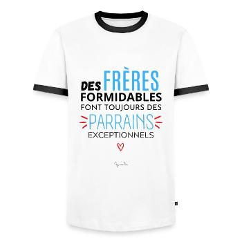 Futur parrain futur frère parrain demande parrain - T-shirt contrasté Homme - blanc/noir - Devant - AI Model Female 172 light (172cm) & AI Model Male 178 dark (178cm)