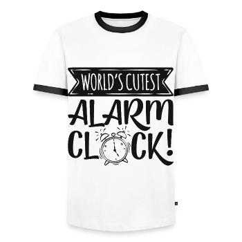 Le réveil le plus mignon du monde - T-shirt contrasté Homme - blanc/noir - Devant - AI Model Female 172 light (172cm) & AI Model Male 178 dark (178cm)