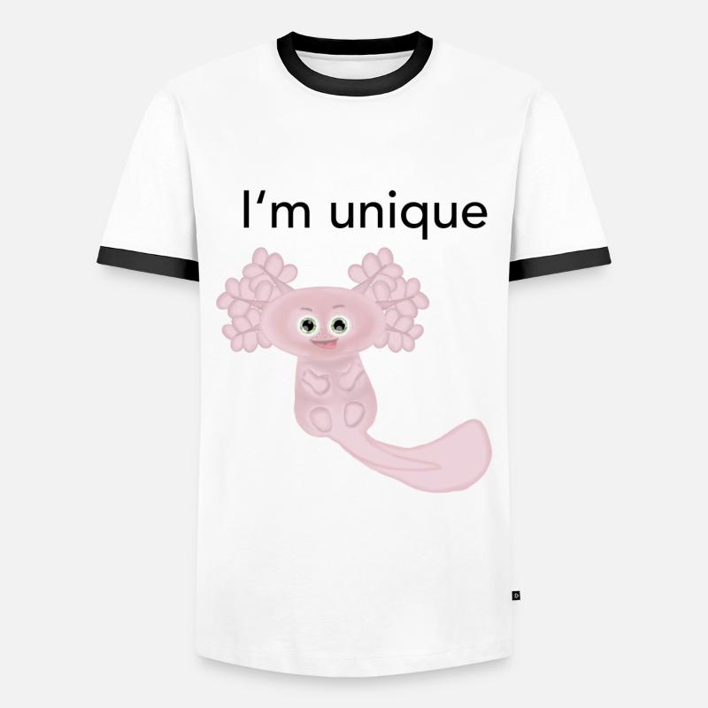 Ich bin einzigartig Axolotl - Männer Kontrast-T-Shirt - Weiß/Schwarz