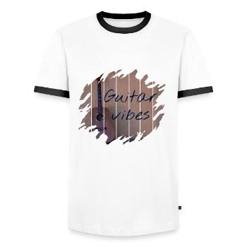 Guitare - T-shirt contrasté Homme - blanc/noir - Devant - AI Model Female 172 light (172cm) & AI Model Male 178 dark (178cm)