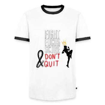 Fight Focus Score 2 - Männer Kontrast-T-Shirt - Weiß/Schwarz - Vorne - AI Model Female 172 light (172cm) & AI Model Male 178 dark (178cm)