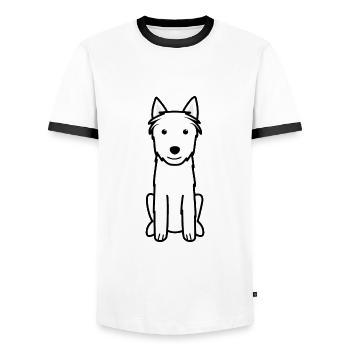 Berger Picard Hund Cartoon Kawaii Illustration - Männer Kontrast-T-Shirt - Weiß/Schwarz - Vorne - AI Model Female 172 light (172cm) & AI Model Male 178 dark (178cm)