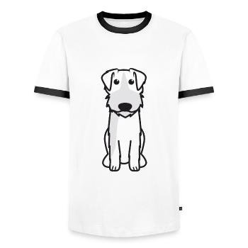 Bosnischer rauer Hund Cartoon Kawaii Illus - Männer Kontrast-T-Shirt - Weiß/Schwarz - Vorne - AI Model Female 172 light (172cm) & AI Model Male 178 dark (178cm)