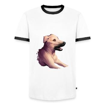 Kombai Hund Aquarell Farbe Illustration - Männer Kontrast-T-Shirt - Weiß/Schwarz - Vorne - AI Model Female 172 light (172cm) & AI Model Male 178 dark (178cm)