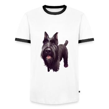 Mittelschnauze Standard Schnauzer Hund Illustration - Männer Kontrast-T-Shirt - Weiß/Schwarz - Vorne - AI Model Female 172 light (172cm) & AI Model Male 178 dark (178cm)