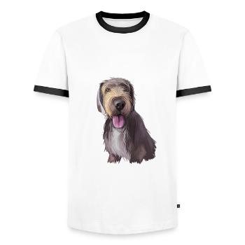 Slovak Rough Haired Pointer Dog Illustration - Men's Ringer Shirt - white/black - Front - AI Model Female 172 light (172cm) & AI Model Male 178 dark (178cm)