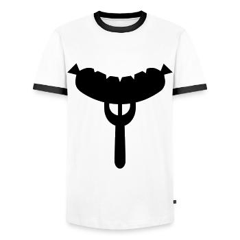 Fourchette à saucisse - T-shirt contrasté Homme - blanc/noir - Devant - AI Model Female 172 light (172cm) & AI Model Male 178 dark (178cm)