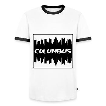 Columbus Ohio Usa Skyline Silhouette Reisesouven - Männer Kontrast-T-Shirt - Weiß/Schwarz - Vorne - AI Model Female 172 light (172cm) & AI Model Male 178 dark (178cm)