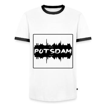 Potsdam Germany Skyline Silhouette Travel Souvenir - Men's Ringer Shirt - white/black - Front - AI Model Female 172 light (172cm) & AI Model Male 178 dark (178cm)