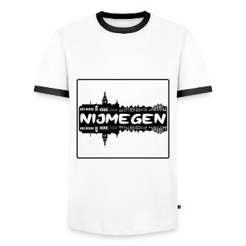 Nimègue Pays-Bas Skyline Silhouette Travel Sou - T-shirt contrasté Homme - blanc/noir - Devant - AI Model Female 172 light (172cm) & AI Model Male 178 dark (178cm)