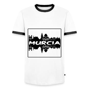 Murcia Spain Skyline Silhouette Travel Souvenir - Men's Ringer Shirt - white/black - Front - AI Model Female 172 light (172cm) & AI Model Male 178 dark (178cm)