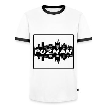 Poznan Pologne Skyline Silhouette Souvenir de voyage - T-shirt contrasté Homme - blanc/noir - Devant - AI Model Female 172 light (172cm) & AI Model Male 178 dark (178cm)