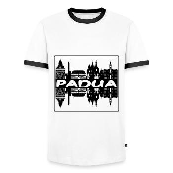 Padua Italien Skyline Silhouette Reisesouvenir - Männer Kontrast-T-Shirt - Weiß/Schwarz - Vorne - AI Model Female 172 light (172cm) & AI Model Male 178 dark (178cm)