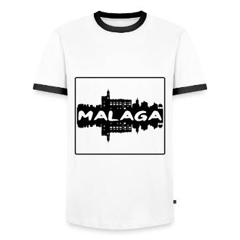 Malaga Espagne Skyline Silhouette Souvenir de Voyage - T-shirt contrasté Homme - blanc/noir - Devant - AI Model Female 172 light (172cm) & AI Model Male 178 dark (178cm)