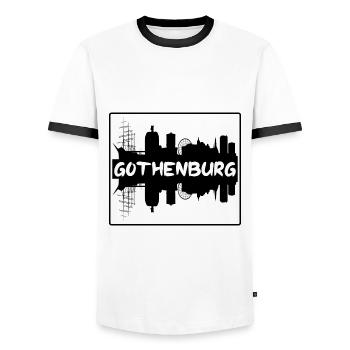 Göteborg Suède Skyline Silhouette Travel Souven - T-shirt contrasté Homme - blanc/noir - Devant - AI Model Female 172 light (172cm) & AI Model Male 178 dark (178cm)