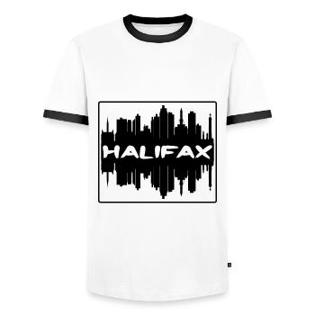 Halifax Kanada Skyline Silhouette Reise Souvenir - Männer Kontrast-T-Shirt - Weiß/Schwarz - Vorne - AI Model Female 172 light (172cm) & AI Model Male 178 dark (178cm)