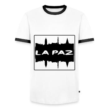 La Paz Bolivien Skyline Silhouette Reise Souvenir - Männer Kontrast-T-Shirt - Weiß/Schwarz - Vorne - AI Model Female 172 light (172cm) & AI Model Male 178 dark (178cm)