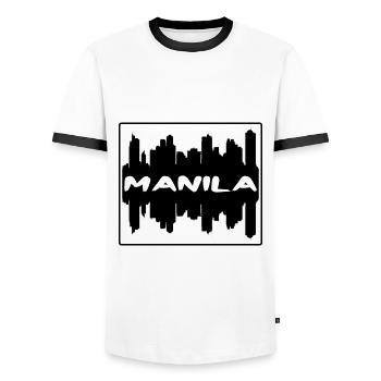 Manila Philippinen Skyline Silhouette Reisen Souve - Männer Kontrast-T-Shirt - Weiß/Schwarz - Vorne - AI Model Female 172 light (172cm) & AI Model Male 178 dark (178cm)