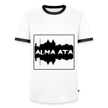 Alma Ata Kasachstan Skyline Silhouette Reise Souv - Männer Kontrast-T-Shirt - Weiß/Schwarz - Vorne - AI Model Female 172 light (172cm) & AI Model Male 178 dark (178cm)