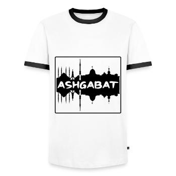 Ashgabat Turkménistan Skyline Silhouette Voyage So - T-shirt contrasté Homme - blanc/noir - Devant - AI Model Female 172 light (172cm) & AI Model Male 178 dark (178cm)