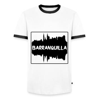 Barranquilla Colombie Skyline Silhouette Voyage So - T-shirt contrasté Homme - blanc/noir - Devant - AI Model Female 172 light (172cm) & AI Model Male 178 dark (178cm)