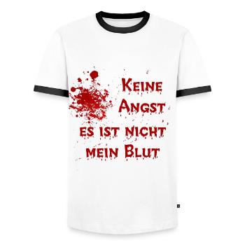 Keine Angst. Es ist nicht mein Blut - Männer Kontrast-T-Shirt - Weiß/Schwarz - Vorne - AI Model Female 172 light (172cm) & AI Model Male 178 dark (178cm)
