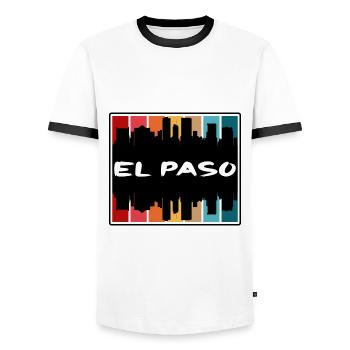El Paso Texas Usa Skyline Silhouette Travel Souven - Men's Ringer Shirt - white/black - Front - AI Model Female 172 light (172cm) & AI Model Male 178 dark (178cm)